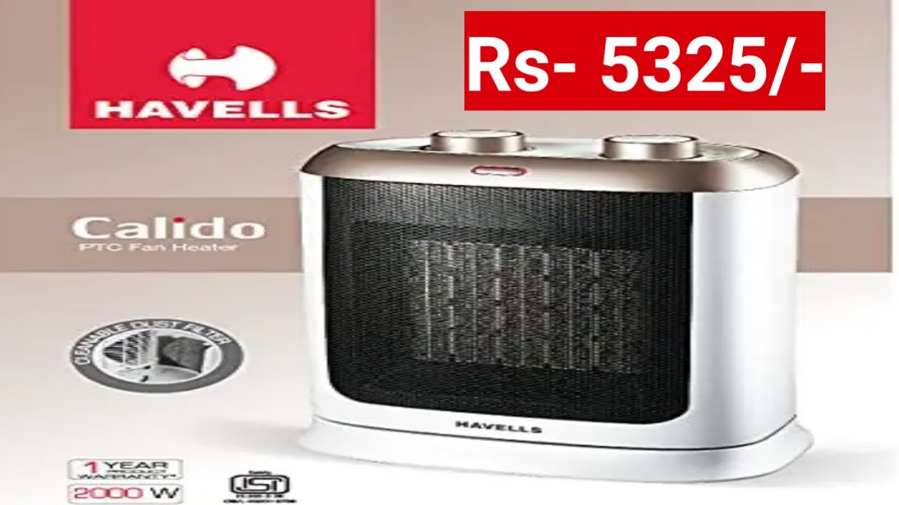Havells Calido 2000 Watts PTC Fan Heater with 2 Speed (White and Gold)Visit  the Havells Store - YouTube