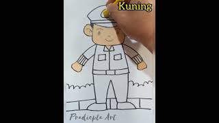 tutorial menggambar dan mewarnai pak polisi