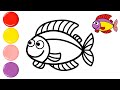 Мультик - Раскраска 🐠 Как нарисовать рыбку  🐟 Fish Drawing and Coloring