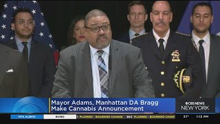 DA Alvin Bragg, Mayor Eric Adams announce action against illegal cannabis shops