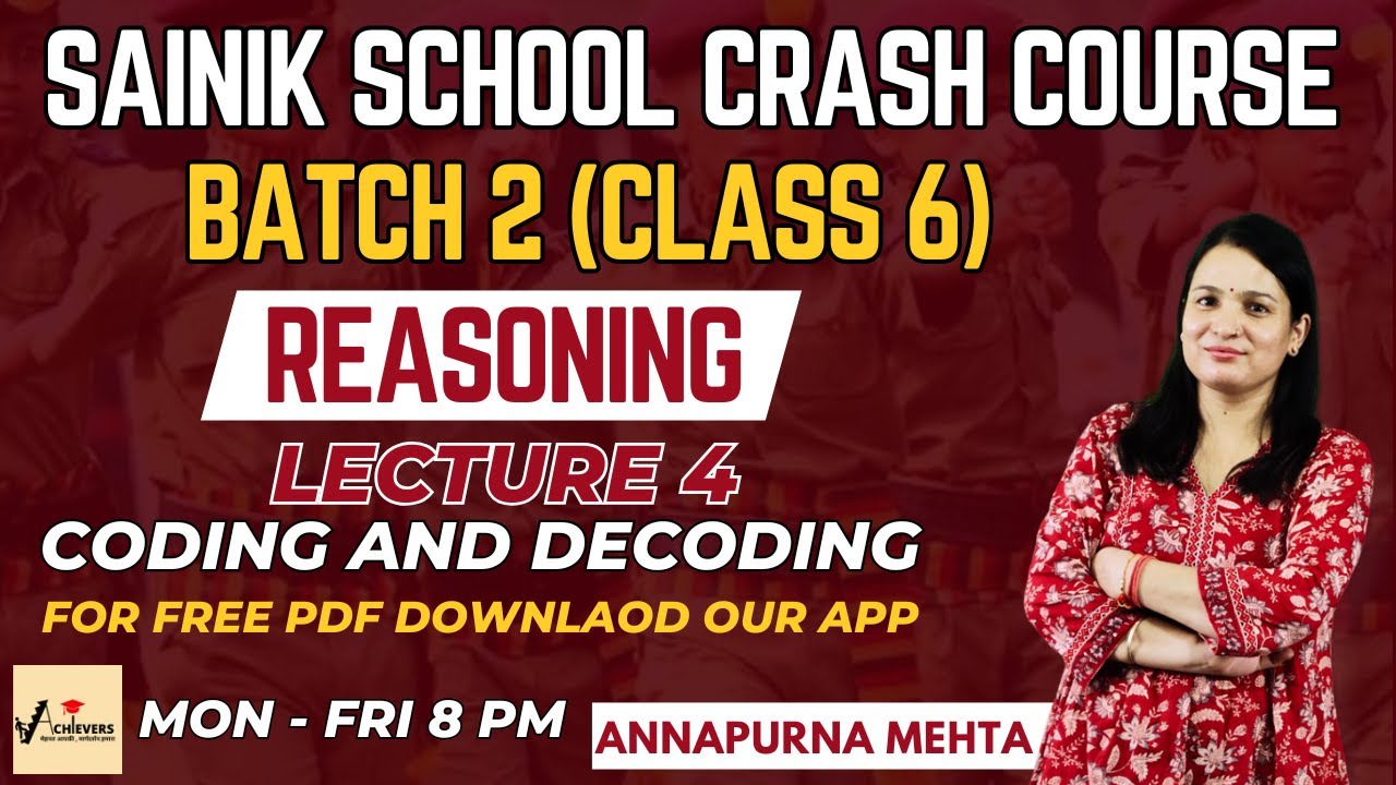 Coding and Decoding l Annapurna Mehta | Reasoning | Class 6 | Sainik ...