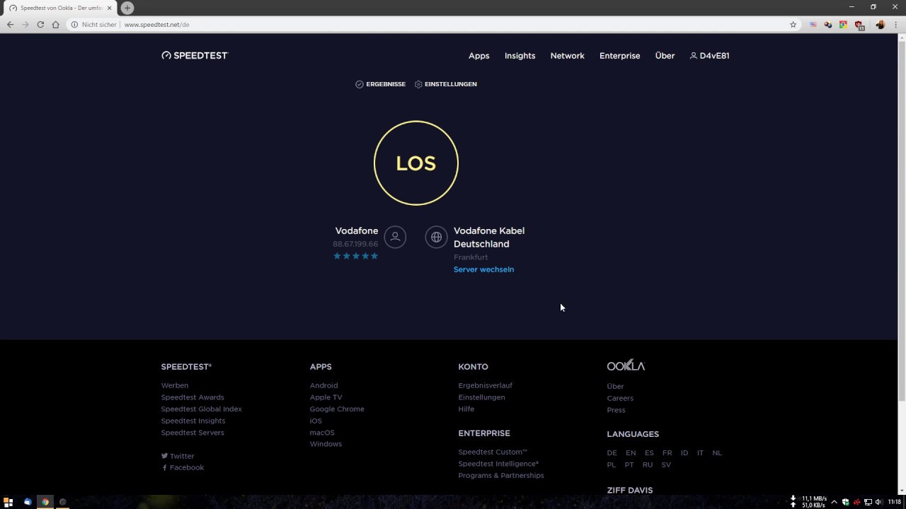 Vodafone DSL250 - Supervectoring Speedtest