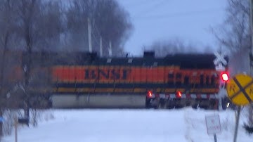 BNSF Intermodal with H1 Dash 9 in Snowy Agency, Iowa