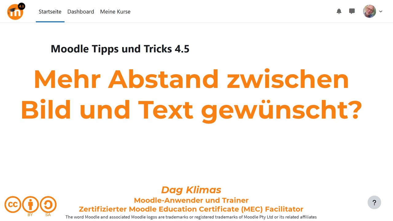 Mehr Abstand zwischen Bild und Text gewünscht? - Moodle 4.5
