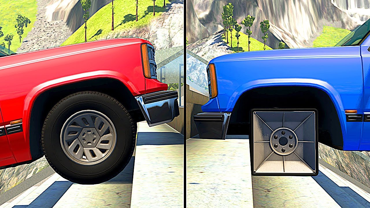 Square Wheels vs Round Wheels 1 BeamNG Drive YouTube
