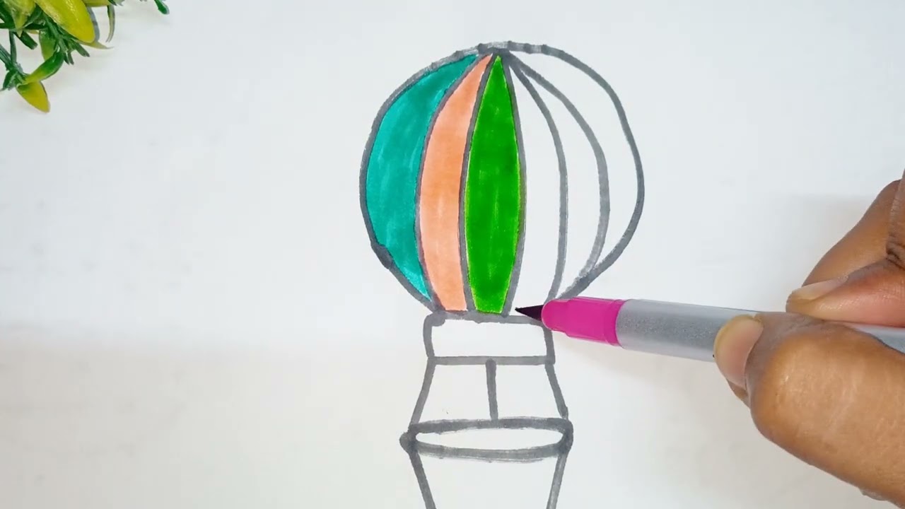 Hot Air Balloon 🎈// Drawing for kids 👀// Easy to Draw 😁//Like and Subscribe ❤️