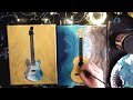 STEP by STEP Acrylic Painting Music Aqua water & Gold-leaf Guitar Set