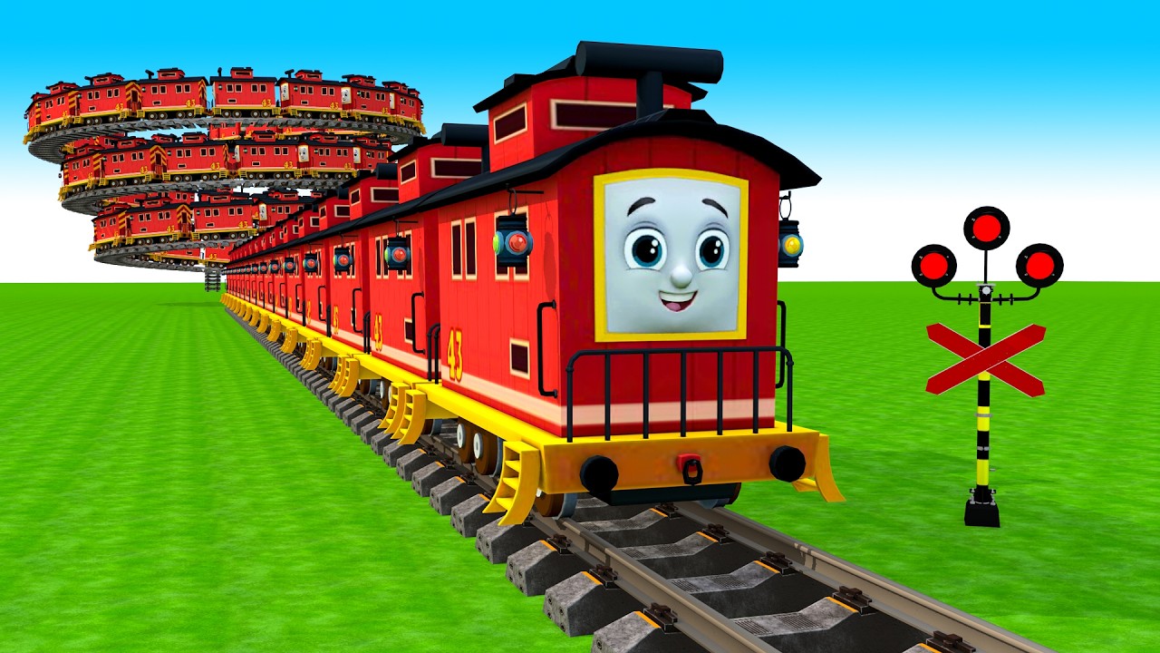 【踏切アニメ】あぶない電車 TRAIN Climbing Pynamid | Fumikiri 3D