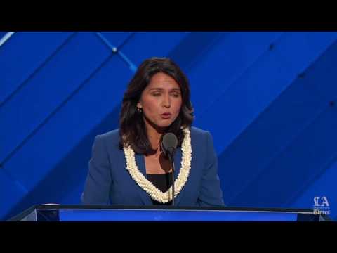 ⊙ Rep. Tulsi Gabbard of Hawaii nominates Bernie Sanders at the Democratic National Convention (2016)