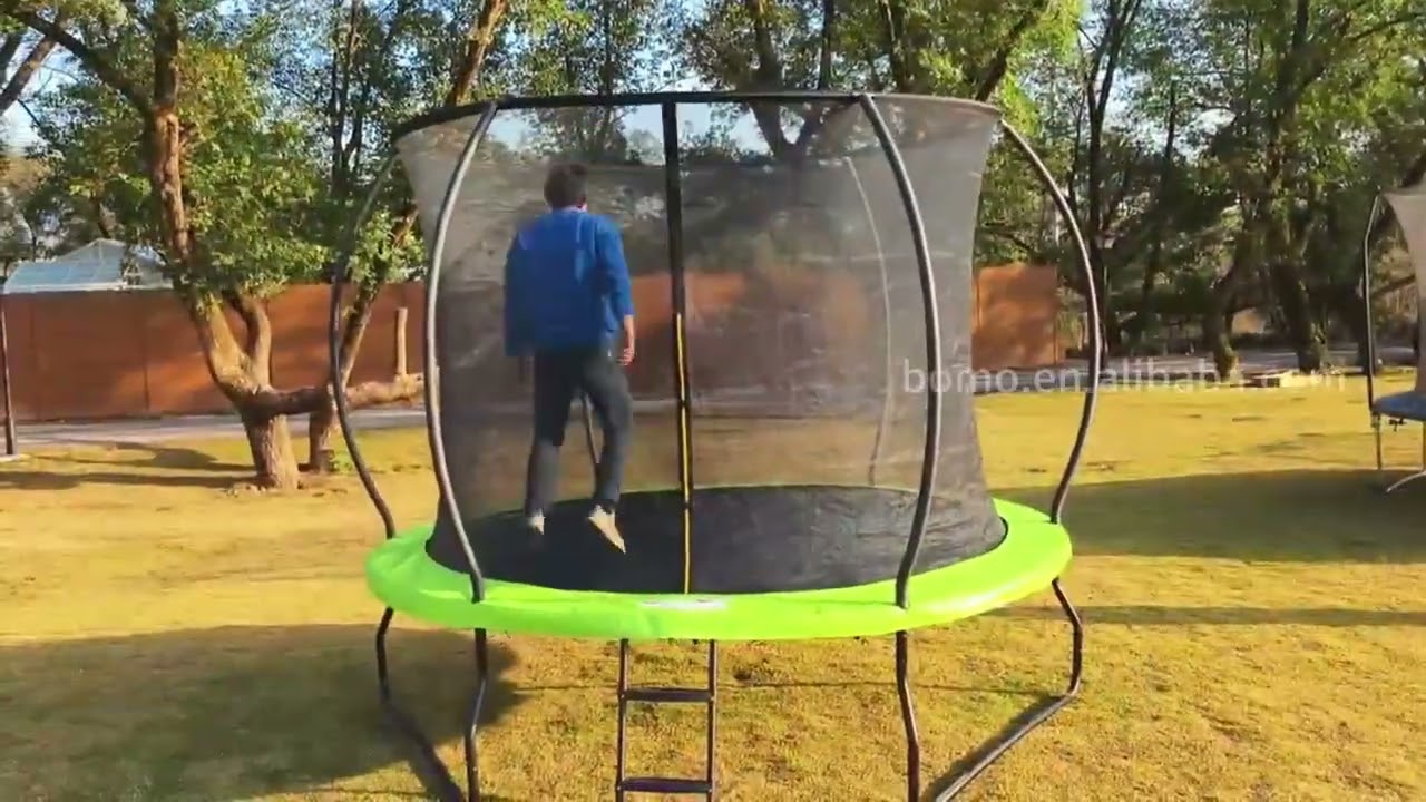 Zoshine Durable 8ft/10ft/12ft PVC Jump Trampoline Fitness Net & Ladder, Foldable, Indoor/Outdoor ...