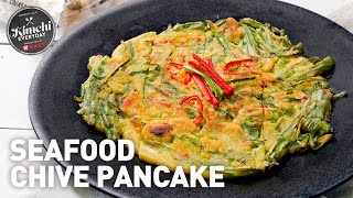 Seafood Chive Pancake / 해물 부추전 / Quick & Easy Korean Jeon with a Seafood Mix!