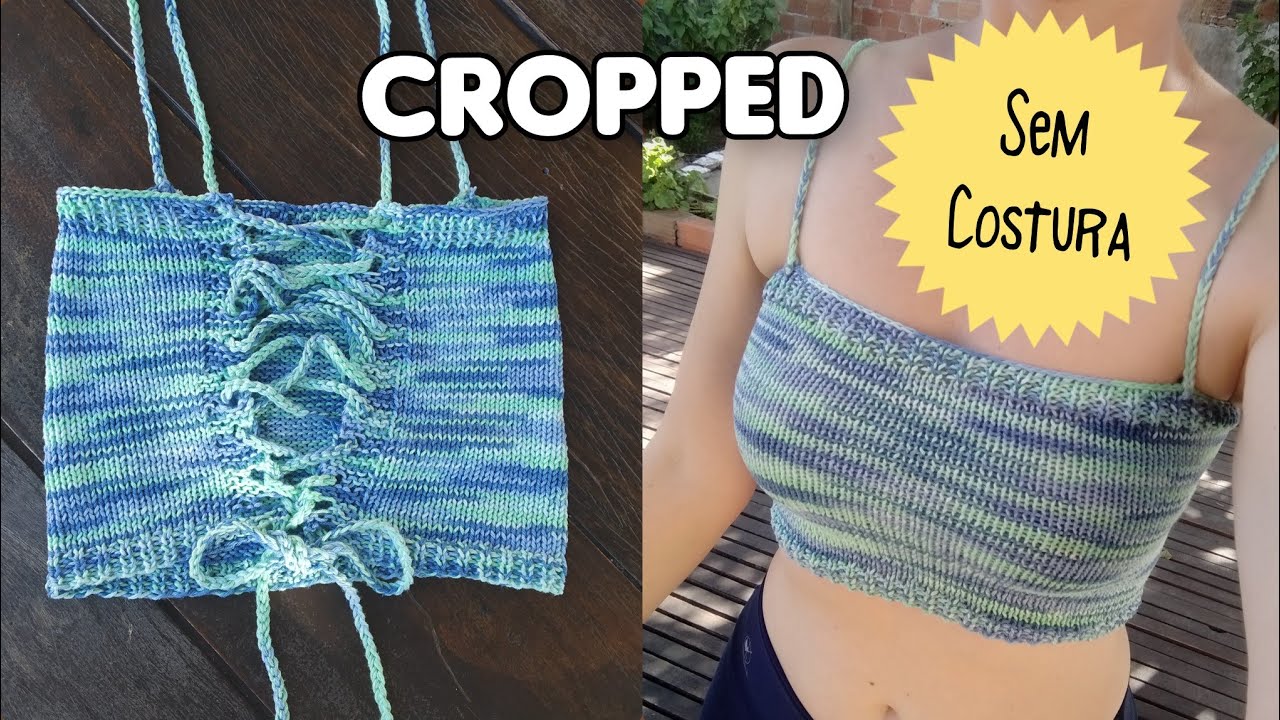 Cropped amarradinho sem costura feito em tricô