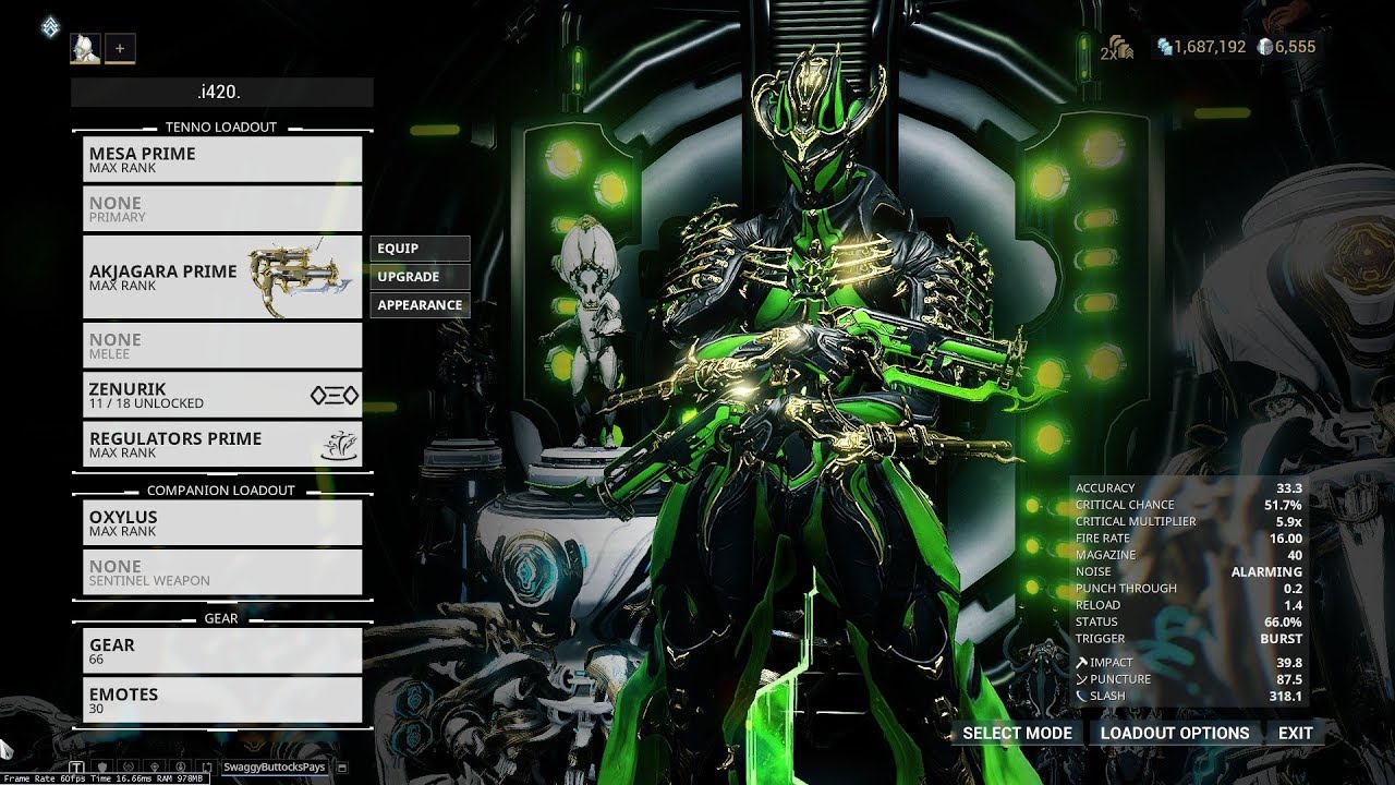 Mesa Prime Immortal Tank build. wow