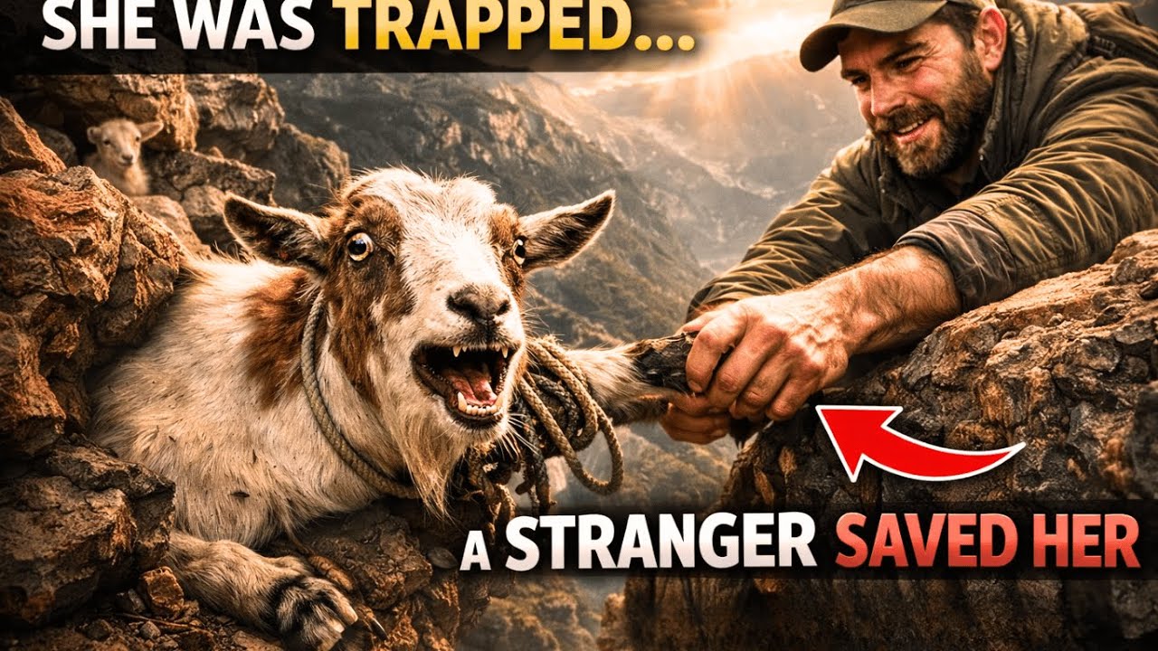 Trapped Mother Goat Saved by a Stranger | Emotional Mountain Rescue Story | Real Footage