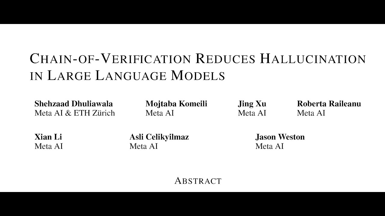 [short] Chain-of-Verification Reduces Hallucination in Large Language ...