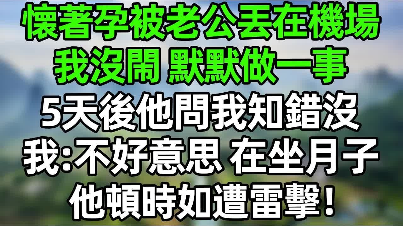懷著孕被老公丟在機場，我沒閙 默默做一事。5天後他問我知錯沒，我：不好意思 在做月子。他頓時如遭雷擊！#幸福生活 #深夜淺讀 #深夜故事 #婆媳 #情感故事 #為人處世