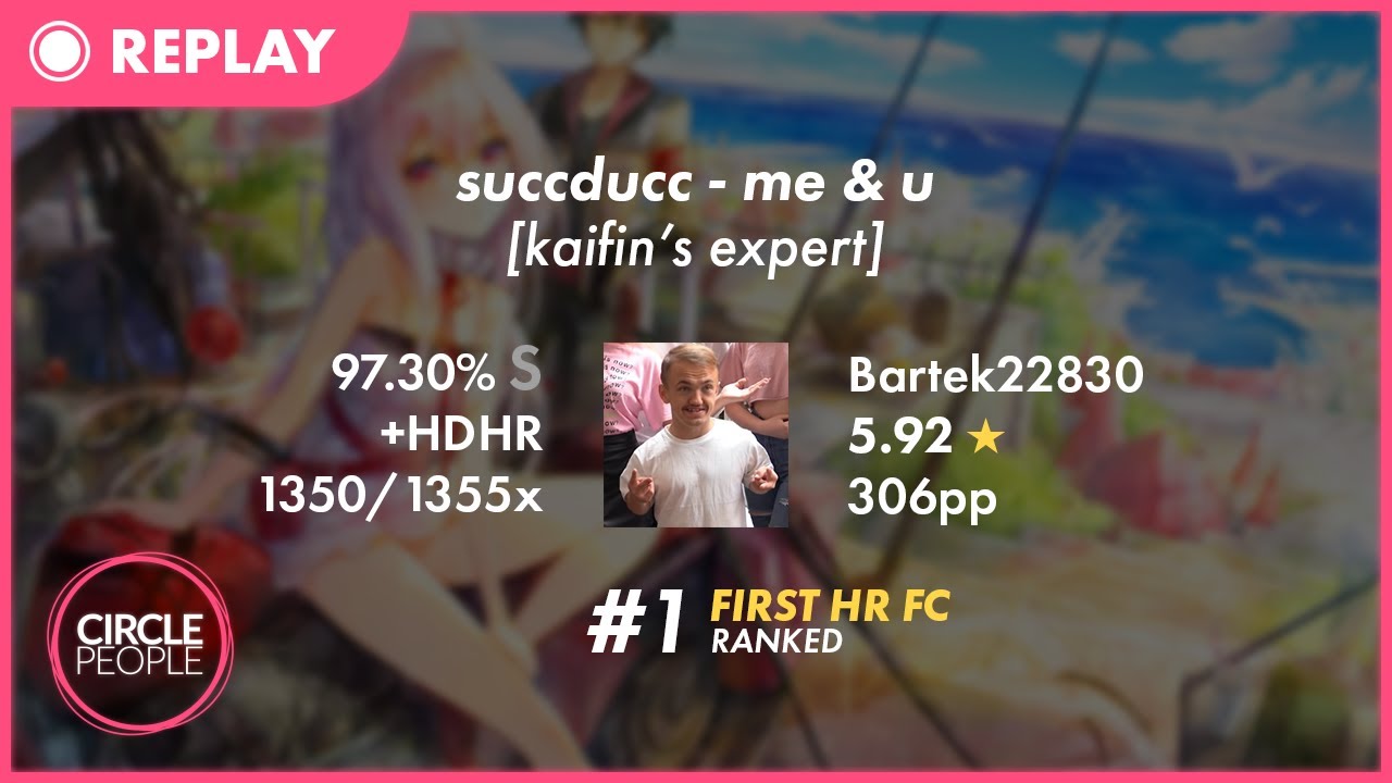 osu! | Bartek22830 | succducc - me & u [kaifin's expert] +HD,HR 97.30% FC 306pp #1 | First (HD)HR FC