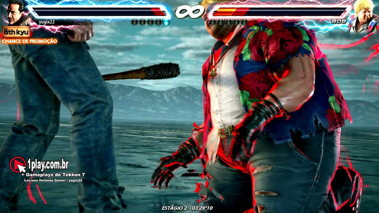 Tekken 7! Negan Smith (The Walking Dead) vs. Robert Richards (Bob) in the Infinite Azure Stage!