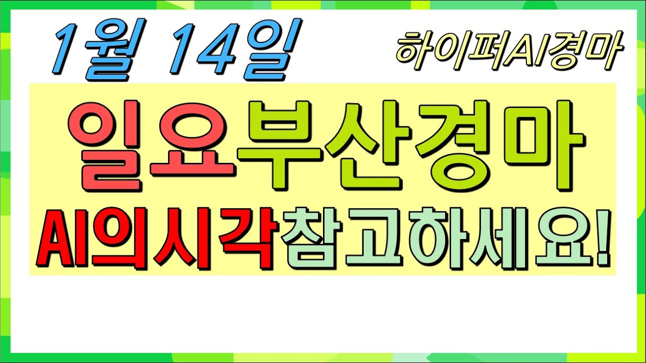 하이퍼 AI경마 경마예상 | 1월 14일 일요부산경마 AI분석! | AI는 이렇게 봅니다!  | 에이아이경마 #AI경마 #일요경마 #온라인경마