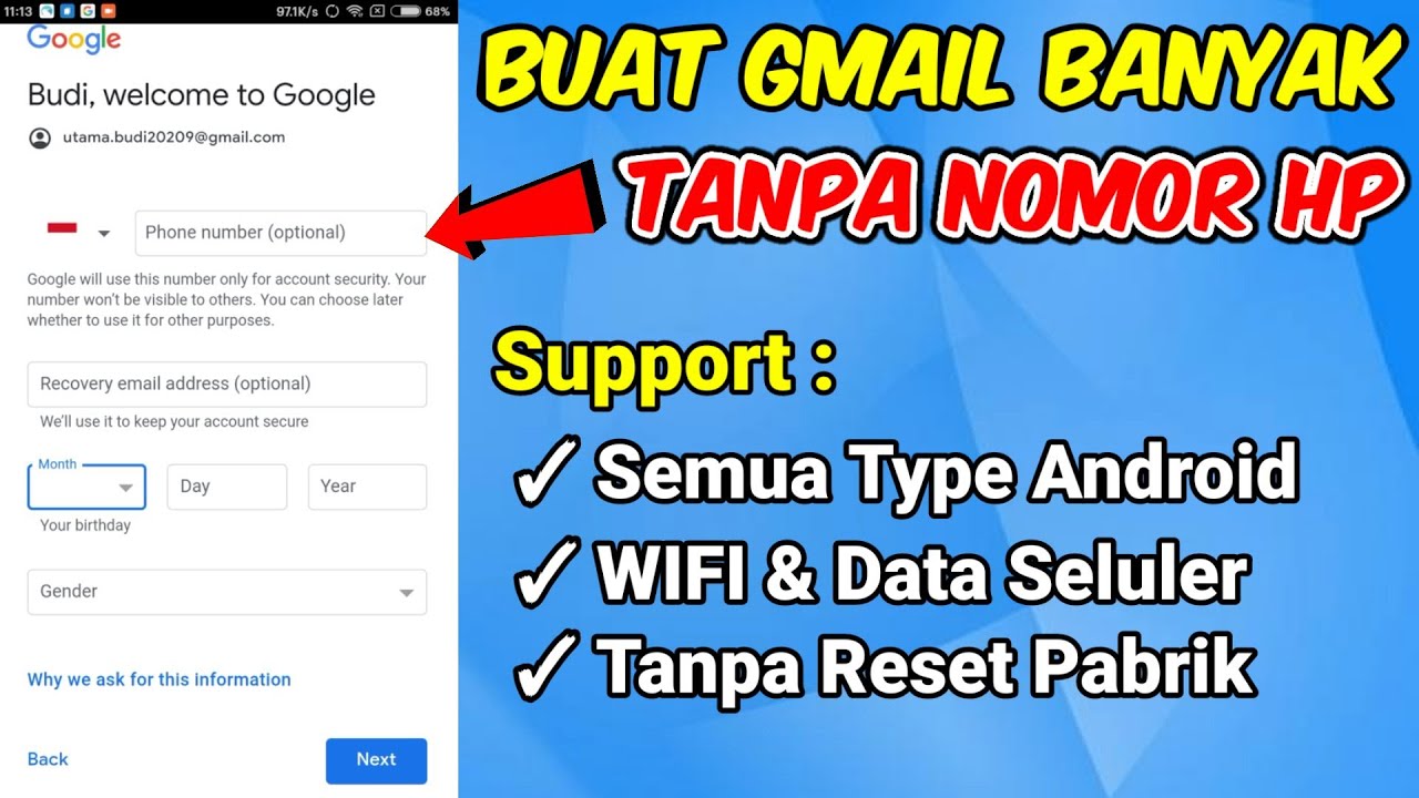 CARA BUAT AKUN GMAIL BANYAK TANPA NO HP 2022 || AKUN GOOGLE BARU - YouTube