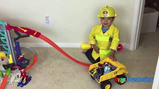 FIRE ON HOT WHEELS ULTIMATE GARAGE playset Disney Cars Toys Kid Firefighter Fire Engine Toy Truck