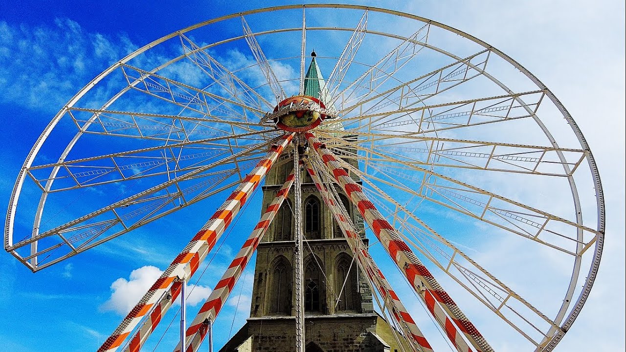 Stunikenmarkt Kirmes in Hamm Riesenrad Aufbau 2023