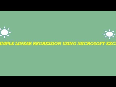 SIMPLE LINEAR REGRESSION USING MICROSOFT EXCEL - YouTube