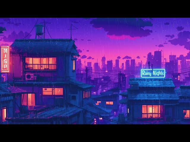 🌜 Midnight Lantern Rain 🕯️ 80s-90s Lofi Hip Hop 💿 Study