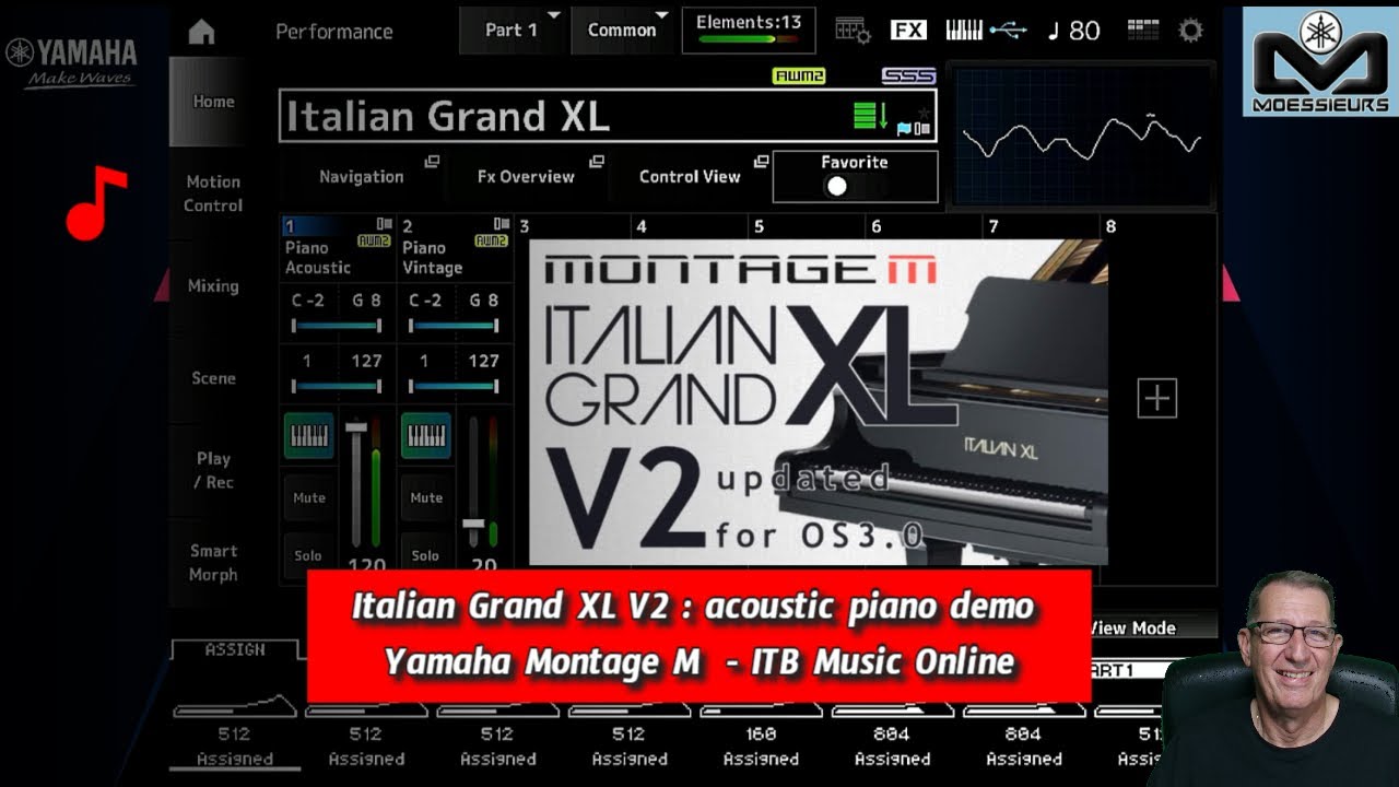 Italian Grand XL V2 : acoustic piano demo Yamaha Montage M  - ITB Music Online
