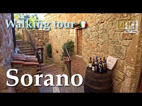 Sorano (Tuscany), Italy【Walking Tour】History in Subtitles - 4K