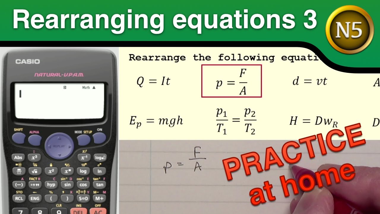 Rearranging equations 3 - PRACTICE (National 5 Physics) - YouTube