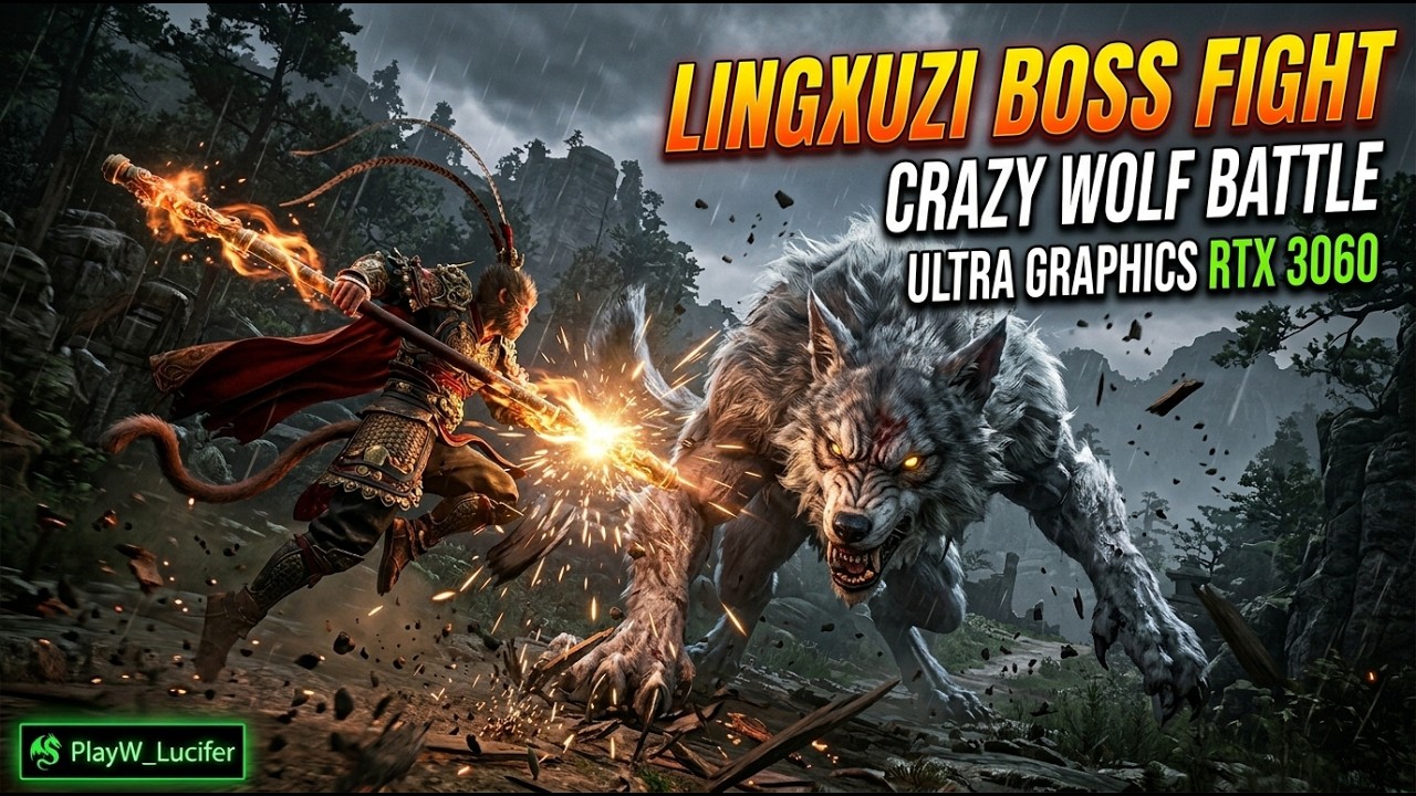Black Myth: Wukong Lingxuzi Boss Fight 🔥 Crazy Wolf Battle | Ultra Graphics RTX 3060 | PlayW_Lucifer