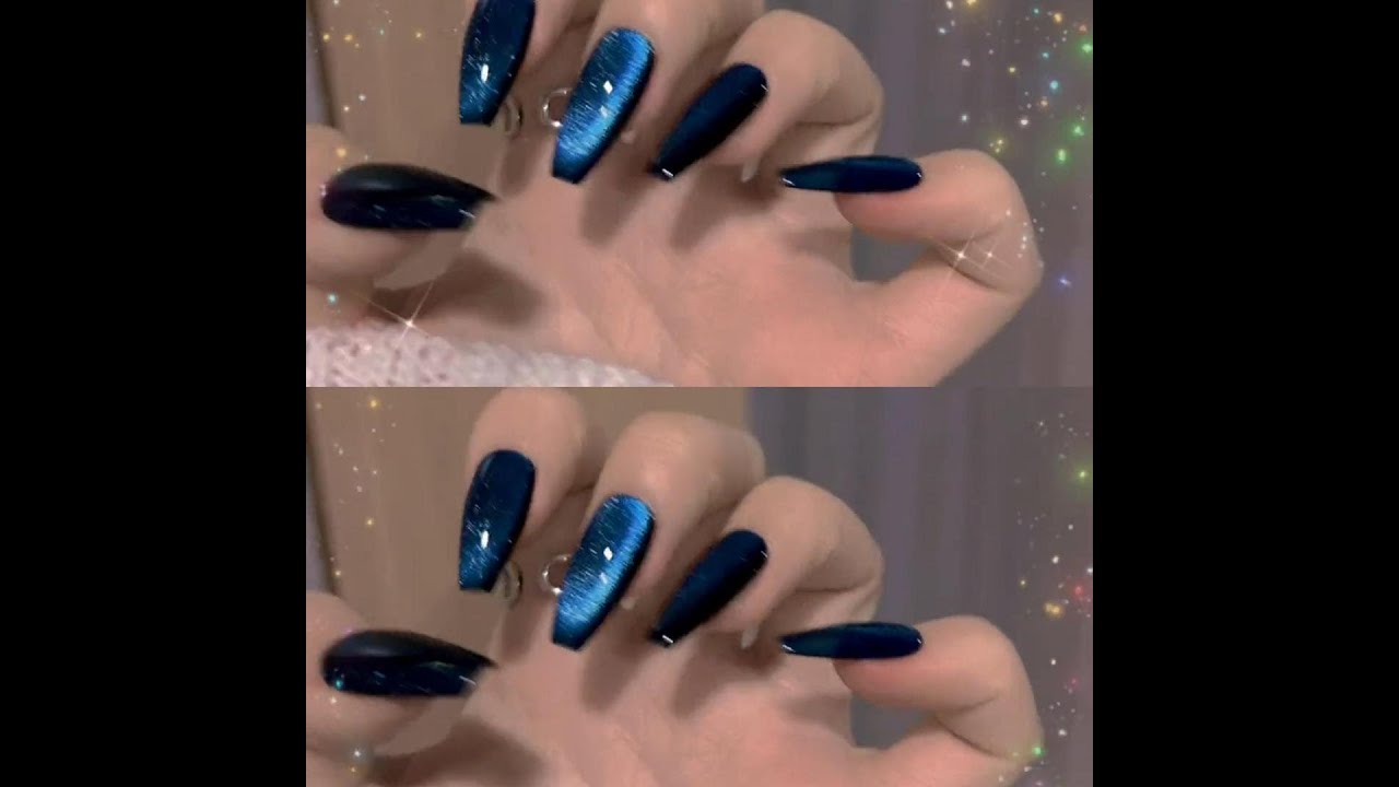magnetic cat eye nail art design blue color cat eye nail gel polish