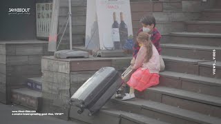 🧳 kids with their heavy luggage going up the stairs | social experiment