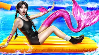 Comment Devenir une Sirène dans un Parc Aquatique ! Transformation de Mercredi Addams !