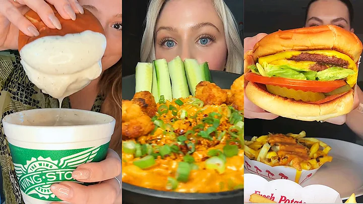 Asmr TikTok EATING |343| Chill IN-N-OUT🍔, Raising Cane's, grilled cheese burrito, Wingstop and more!