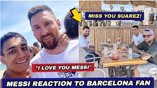 Messi reaction on Barcelona Fans says "I LOVE YOU" as Messi & Di María Visits Luis Suarez restaurant