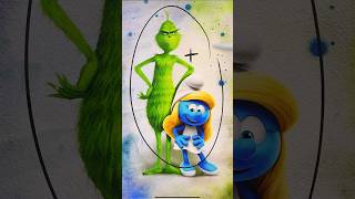 The Grinch + Smurfette Mixing Characters #transformation #glowup #art #shorts #satisfying