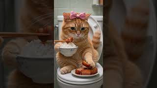 cat eating on toilet 😂 #funny #eating #cat #viral #shortsfeed