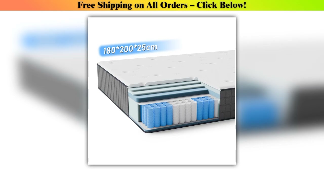 Pocket spring core mattress 180  200  25cm H3 - 7 zones with diatom foam & orthopedic support