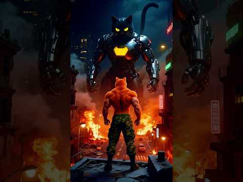 القط مياو بطل الجيش واجه القط الروبوت العملاق اللي بيدمر المدينة بس النهاية مفاجأة Shorts Cat Ai 