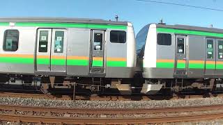 【目の前をゆっくりと走行】E233系U225編成+U630編成