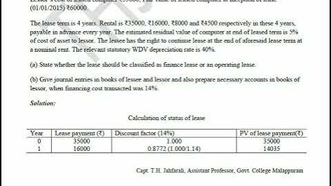 Accounting for Leases|Practical Problems-1|Malayalam Explanation|Corporate Accounting