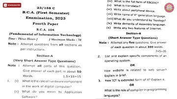 BCA 1ST SEM FUNDAMENTAL OF INFORMATION TECHNOLOGY C 2023 | VBSPU