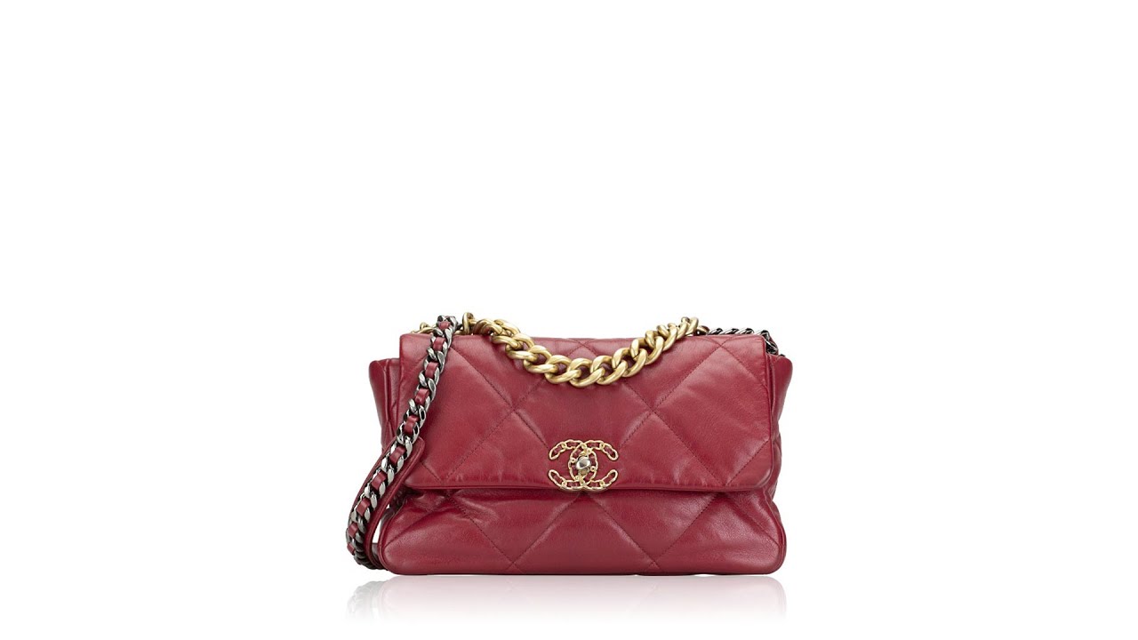 Chanel Lambskin Quilted Chanel 19 Large Flap Bag Red 