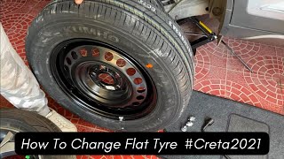 Hyundai Creta | Spare Tyre Change | How To Replace Car Tyre Easy