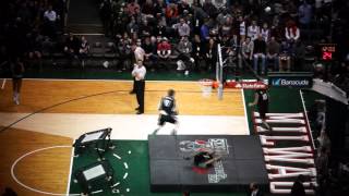 Dunking a basketball