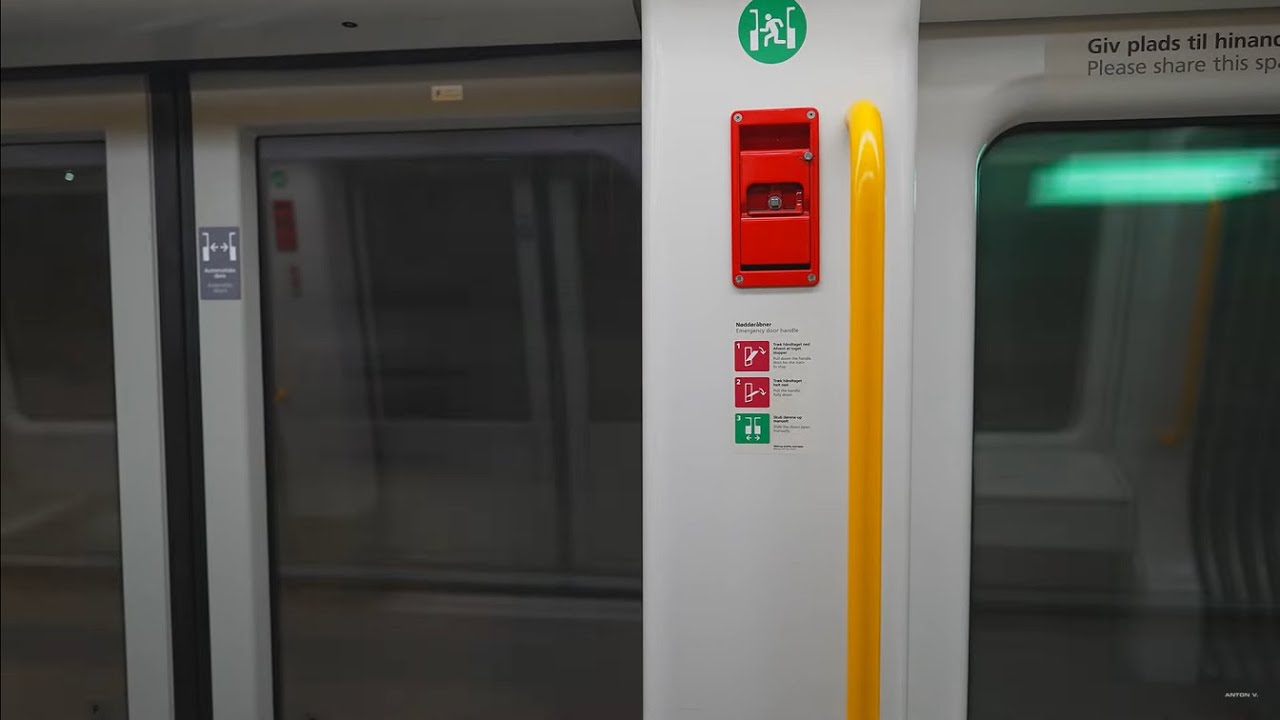 Denmark, Copenhagen, Metro night ride from Rådhuspladsen to København H