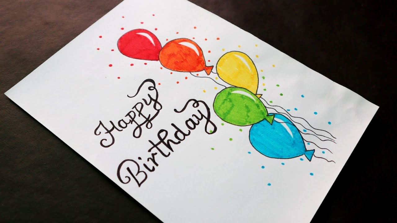 Happy Birthday Drawing/Birthday Drawing step by step/Happy Birthday Drawing for kids/Birthday Card - YouTube