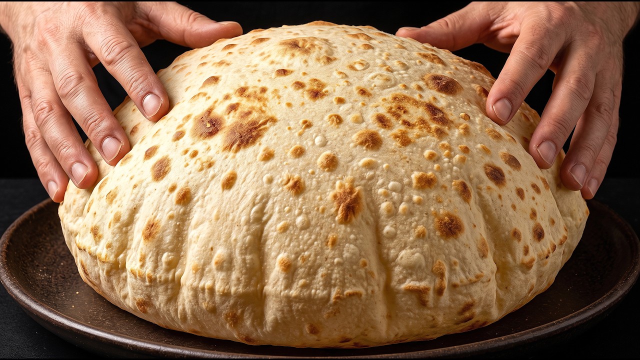 Just Mix 1 Cup Water and 1 Cup Flour! This flatbread puffs up like a balloon!